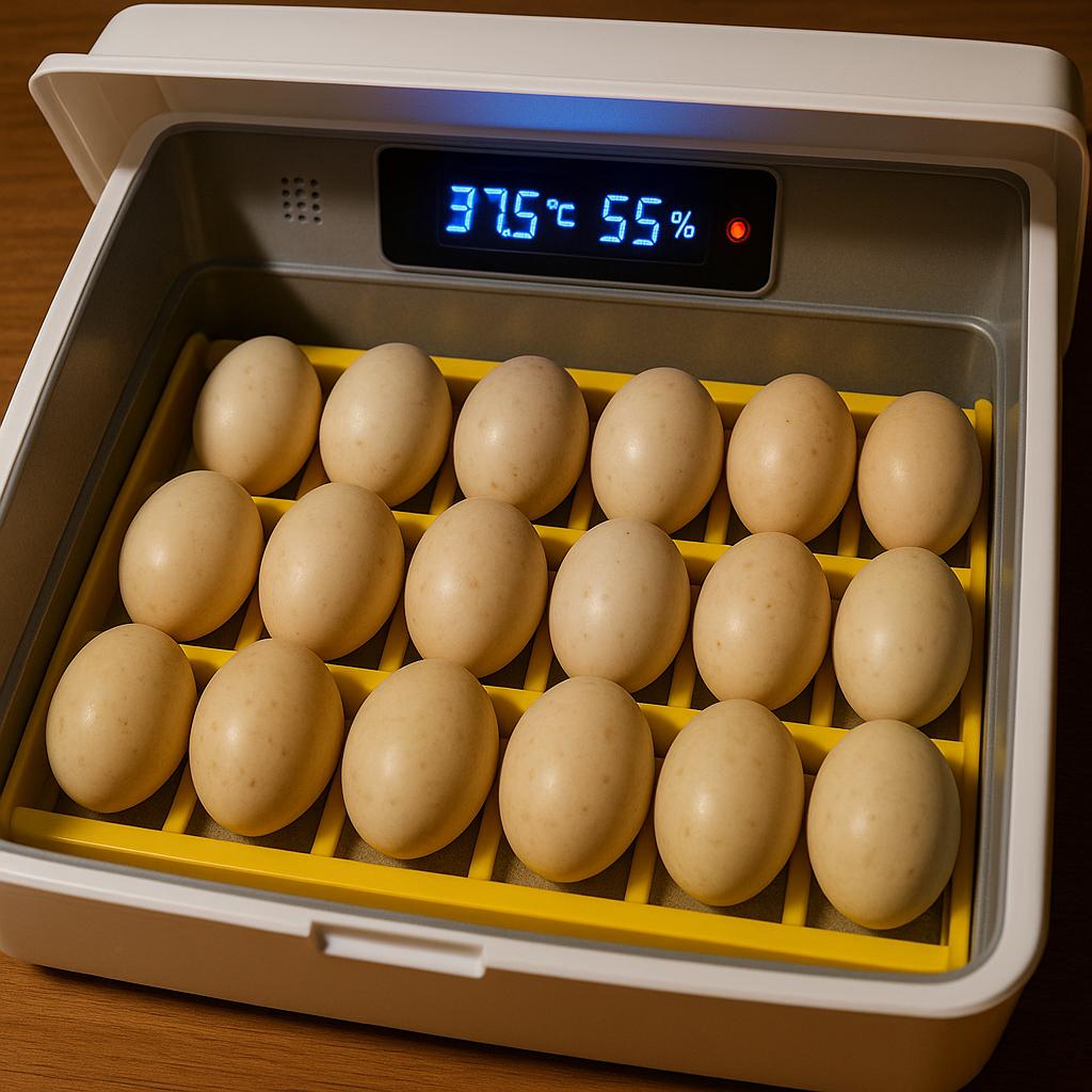 Duck eggs in incubator